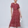Julita Floral Mesh Midi Dress, Wine Floral -Miha Dresses Shop BY 162 6 WineFloral 5