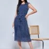 Hayes Pleated Chiffon Midi Dress, Navy Spot -Miha Dresses Shop CF106116 NavySpot 5