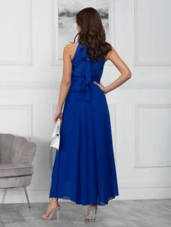 Halter Neck Lace Maxi Bridesmaid Dress, Royal Blue -Miha Dresses Shop CUR 9107 RoyalBlue 4