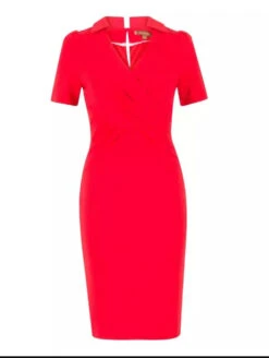 Half Sleeve Cross Front Pencil Dress, Red -Miha Dresses Shop Capture121 41b26f8b 2eb8 4ce1 8cf6 6ae48f11c0d9