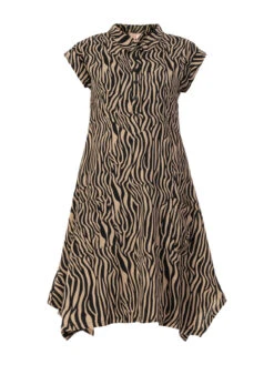 Cassie Hanky Hem Tunic Dress, Brown Animal -Miha Dresses Shop CassieHankyHemTunicDress4