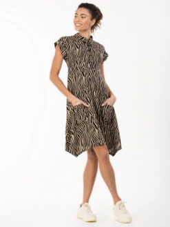 Cassie Hanky Hem Tunic Dress, Brown Animal -Miha Dresses Shop CassieHankyHemTunicDress5