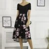 Vianna Contrast 2in1 Midi Dress, Black Floral -Miha Dresses Shop D395 129 BlackFloral 2