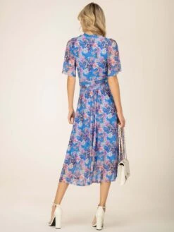 Jolie Moi Danika Keyhole Neck Mesh Dress, Royal Multi -Miha Dresses Shop DL 2389 RoyalMulti 9