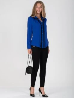 Contrast Lace Trimmed Blouse, Royal Blue -Miha Dresses Shop DSC 0283 7d1a27c1 2721 4ee0 a864 24ce20bcdd71