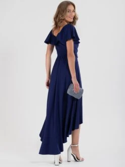 Ruffle Dip Hem Maxi Dress, Navy -Miha Dresses Shop DSC 0589
