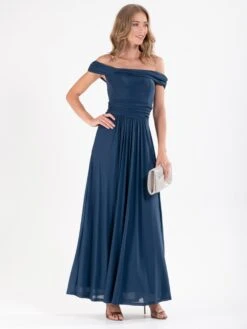 Bardot Neck Mesh Maxi Dress, Stormy Blue -Miha Dresses Shop DSC 0826