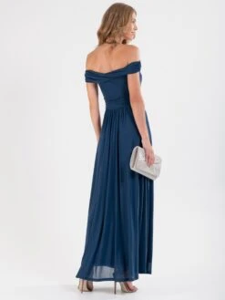 Bardot Neck Mesh Maxi Dress, Stormy Blue -Miha Dresses Shop DSC 0839
