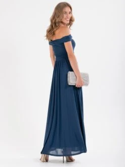 Bardot Neck Mesh Maxi Dress, Stormy Blue -Miha Dresses Shop DSC 0843