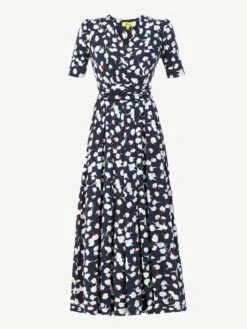 Jolie Moi Acadia Floral Print Wrap Maxi Dress, Navy White Floral -Miha Dresses Shop DSC 4597JolieMoiAcadiaAbstractFloralPrintWrapMaxiDress NavyWhite