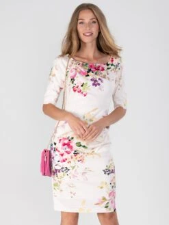 Retro Floral Print Half Sleeve Dress, Pink Floral -Miha Dresses Shop DSC 9598
