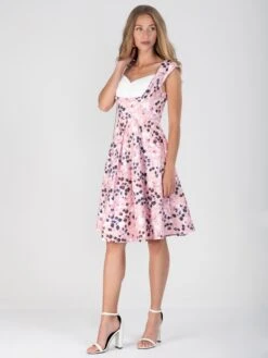 Retro Crossover Bust Swing Dress, Pink Floral -Miha Dresses Shop DSC 9614 4e9345cd 59d2 43ac 8ae6 0b3c0e9b797d