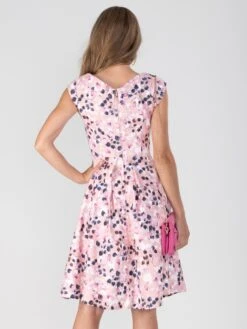 Retro Crossover Bust Swing Dress, Pink Floral -Miha Dresses Shop DSC 9618 0849b38d 37dd 4c82 92a4 4a53b841bce2