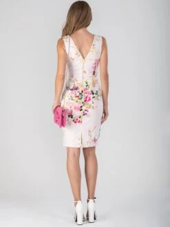 Floral Print Ruched Shift Dress, Pink Floral -Miha Dresses Shop DSC 9627 42971e20 ff74 4c2a b2c5 33dee4ed6e14