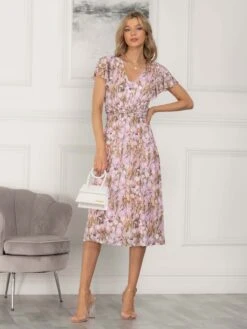 Viviana Mesh Midi Dress, Light Pink -Miha Dresses Shop DW 8373 LightPink 1