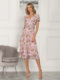 Viviana Mesh Midi Dress, Light Pink -Miha Dresses Shop DW 8373 LightPink 2