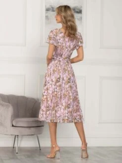 Viviana Mesh Midi Dress, Light Pink -Miha Dresses Shop DW 8373 LightPink 3