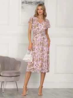 Viviana Mesh Midi Dress, Light Pink -Miha Dresses Shop DW 8373 LightPink 5