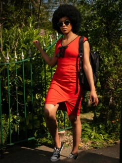 Contrast Trim Bow Detail Wiggle Dress, Red -Miha Dresses Shop Doryred 1 775ff973 d8fe 4da1 8616 cf1f099d2ebd