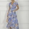 Jolie Moi Eliza Dip Hem Mesh Maxi Dress, Blue Floral