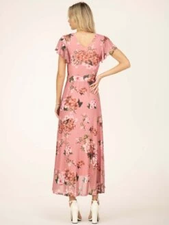 Jolie Moi Eliza Dip Hem Mesh Maxi Dress, Mauve -Miha Dresses Shop E 13312 Mauve 7