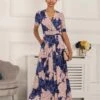 Evita Floral Print Maxi Jersey Dress, Floral Abstract -Miha Dresses Shop F621 137 FloralAbstract 3