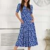 Coleen Wrap Maxi Dress, Blue Floral -Miha Dresses Shop FD621133 BlueFloral 3