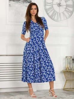 Coleen Wrap Maxi Dress, Blue Floral -Miha Dresses Shop FD621133 BlueFloral 5