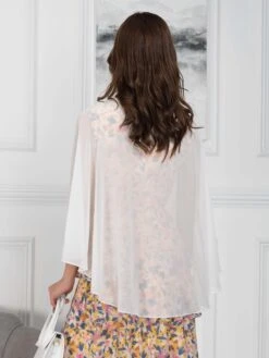 Waterfall Chiffon Shawl, Ivory -Miha Dresses Shop FF 709 Ivory1