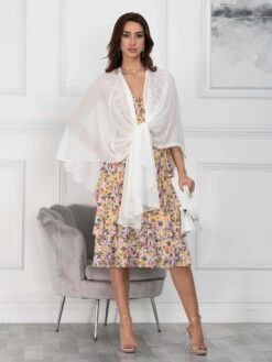 Waterfall Chiffon Shawl, Ivory