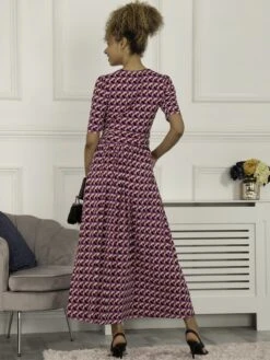 Georgia Geometric Jersey Maxi Dress, Pink -Miha Dresses Shop G 621137 Pink 4