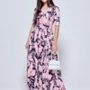 Saniya Print Jersey Maxi Dress, Navy Orange Floral -Miha Dresses Shop G621 137 NavyOrangeFloral 1