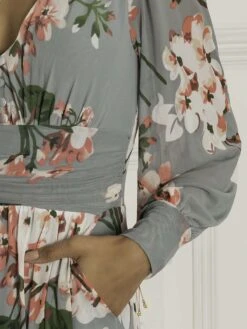 Gianna Long Sleeve Mesh Dress, Dusty Green -Miha Dresses Shop GH 2378 DustyGreen 5