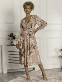 Gianna Long Sleeve Mesh Dress, Dusty Pink -Miha Dresses Shop GH 2378 DustyPink 4