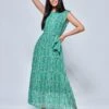 Hollyn Pleated Chiffon Maxi Dress, Green Abstract