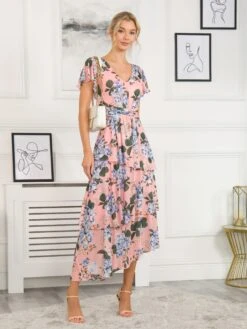 Danica Tiered Hem Mesh Maxi Dress, Pink Multi 15 Danica Tiered Hem Mesh Maxi Dress, Pink Multi -Miha Dresses Shop HBA 5373 14079