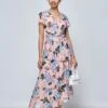 Danica Tiered Hem Mesh Maxi Dress, Pink Multi -Miha Dresses Shop HBA 5373 PinkMulti 1
