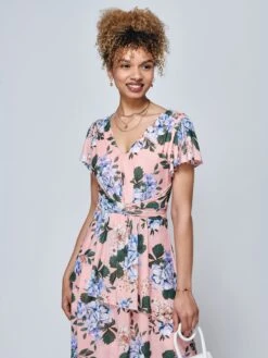 Danica Tiered Hem Mesh Maxi Dress, Pink Multi 11 Danica Tiered Hem Mesh Maxi Dress, Pink Multi -Miha Dresses Shop HBA 5373 PinkMulti 3