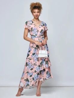 Danica Tiered Hem Mesh Maxi Dress, Pink Multi 14 Danica Tiered Hem Mesh Maxi Dress, Pink Multi -Miha Dresses Shop HBA 5373 PinkMulti 6