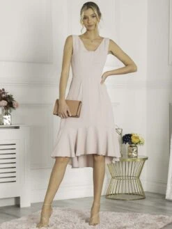 Jolie Moi Palmer Dip Hem Shift Dress, Pink -Miha Dresses Shop HQ 172 Pink 3