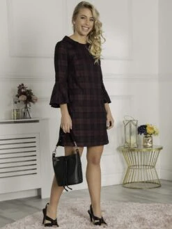 Checked Fluted Sleeve Tunic Black Check -Miha Dresses Shop I T CHE0 BlackCheck 1 a255fb24 c39d 4c9c 9134 c2b874285228