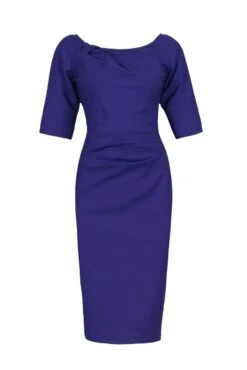Half Sleeve Ruched Wiggle Dress, Royal Blue -Miha Dresses Shop I 5053319208730 00 20170322 06709 1f26f40b b26b 4c56 a982 605812450511