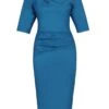 Half Sleeve Ruched Wiggle Dress, Teal -Miha Dresses Shop I 5053319208808 00 20170322 07411 dfa37402 c2fc 40bc 8220 0ff876fa1cdf