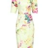 Half Sleeve Floral Print Dress, Yellow Floral -Miha Dresses Shop I 5053319221906 00 20170620 85174 05247ba3 58ee 4740 87e7 19f26e682beb