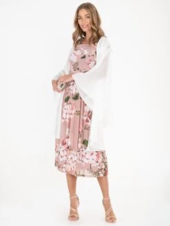 Waterfall Chiffon Shawl, Ivory -Miha Dresses Shop JolieMoiBarraChiffonShawl Ivory2