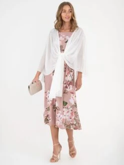 Waterfall Chiffon Shawl, Ivory -Miha Dresses Shop JolieMoiBarraChiffonShawl Ivory5