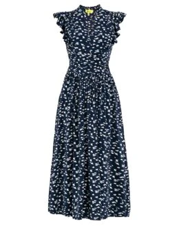 Jolie Moi Frill Detail Maxi Dress, Dark Teal -Miha Dresses Shop JolieMoiFrillDetailAnimalPrintedMaxiDress