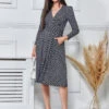 Long Sleeve Jersey Midi Dress, Black Geo -Miha Dresses Shop L504 108 BlackGeo 4