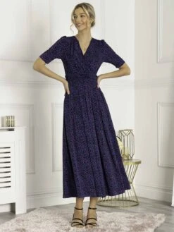 Jolie Moi Acadia Animal Print Wrap Maxi Dress, Blue Animal -Miha Dresses Shop L621 137 BlueAnimal 2