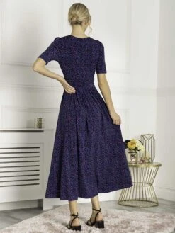 Jolie Moi Acadia Animal Print Wrap Maxi Dress, Blue Animal -Miha Dresses Shop L621 137 BlueAnimal 3